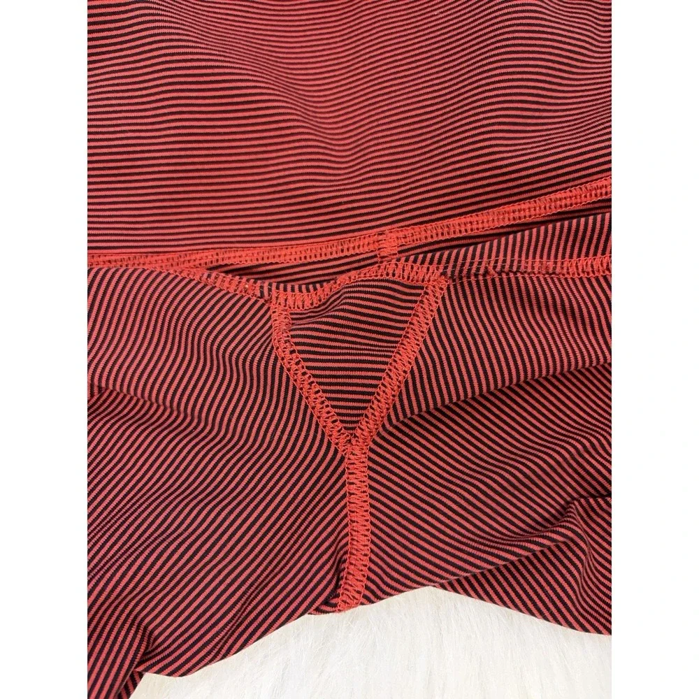 Nike Dri-FIT Foldover Capri Leggings Women's Small Red Black Striped Athletic